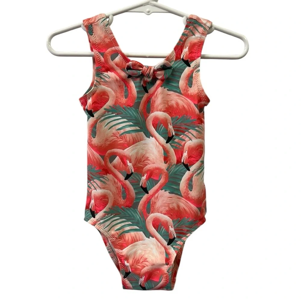 Old Navy Flamingo Print Infant Girls One Piece Swimsuit 18-24 Months